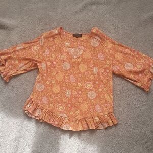 Rachel Zoe Floral Blouse in Orange and Pink